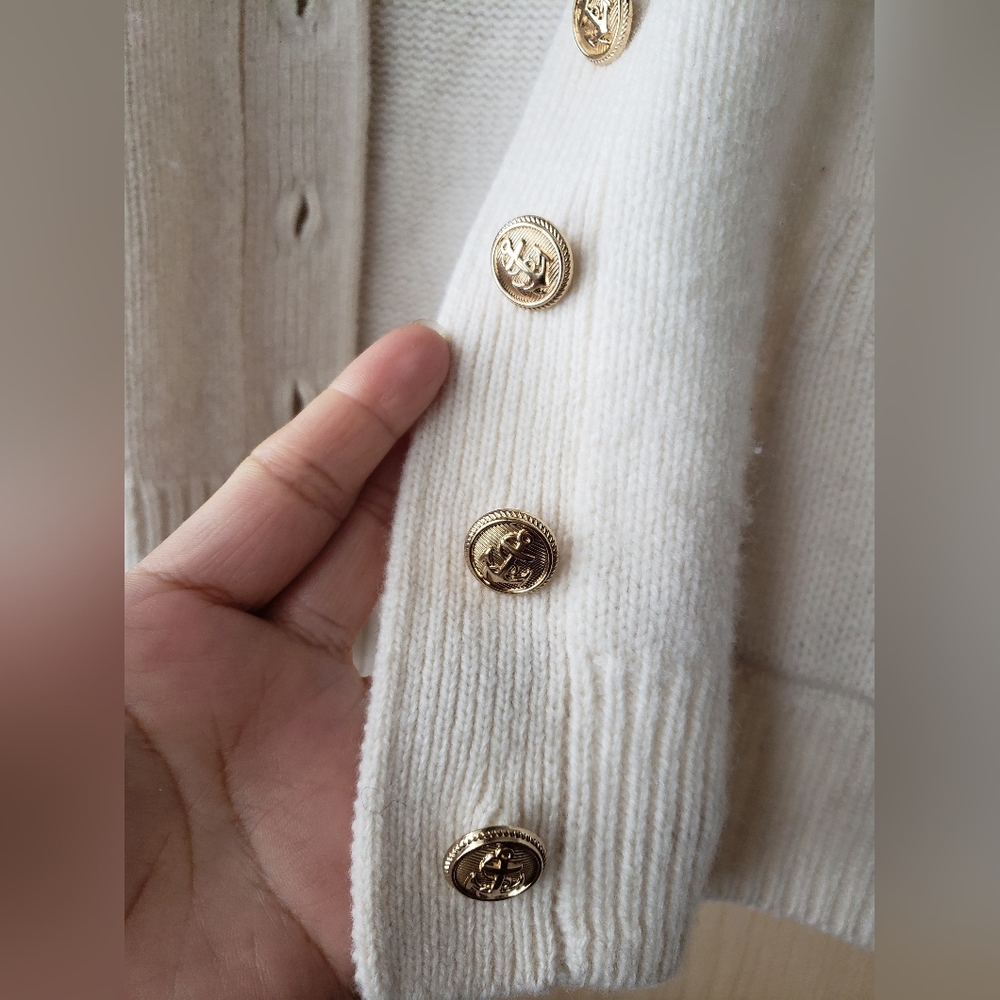 Zara 100% Wool Oversized Cream Button-Up Women's Sweater - Picture 6 of 12
